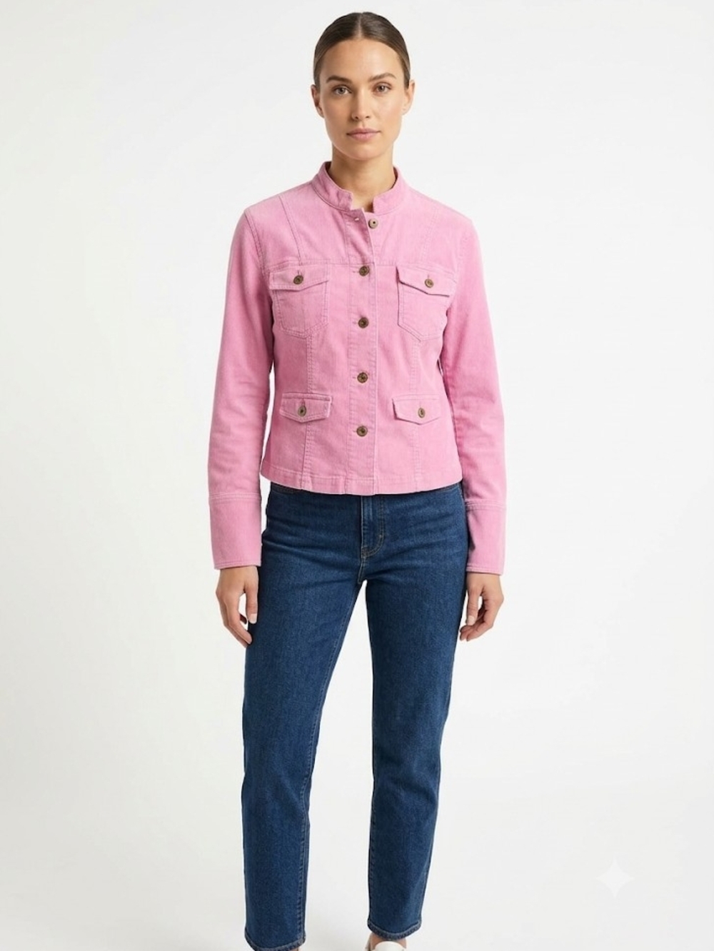 Garnet Hill Y2K Pink Button-Front Corduroy Jacket